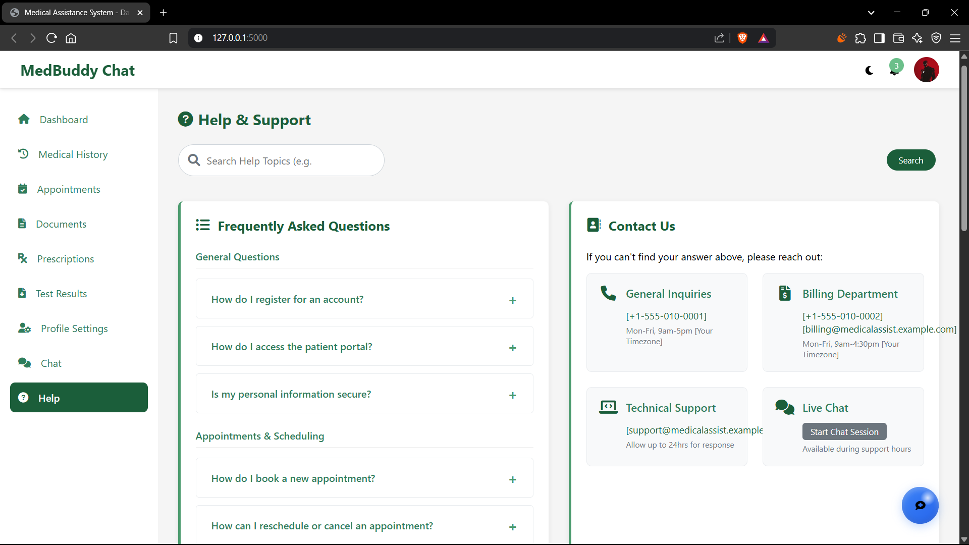 Chatbot Interface Example - View 3
